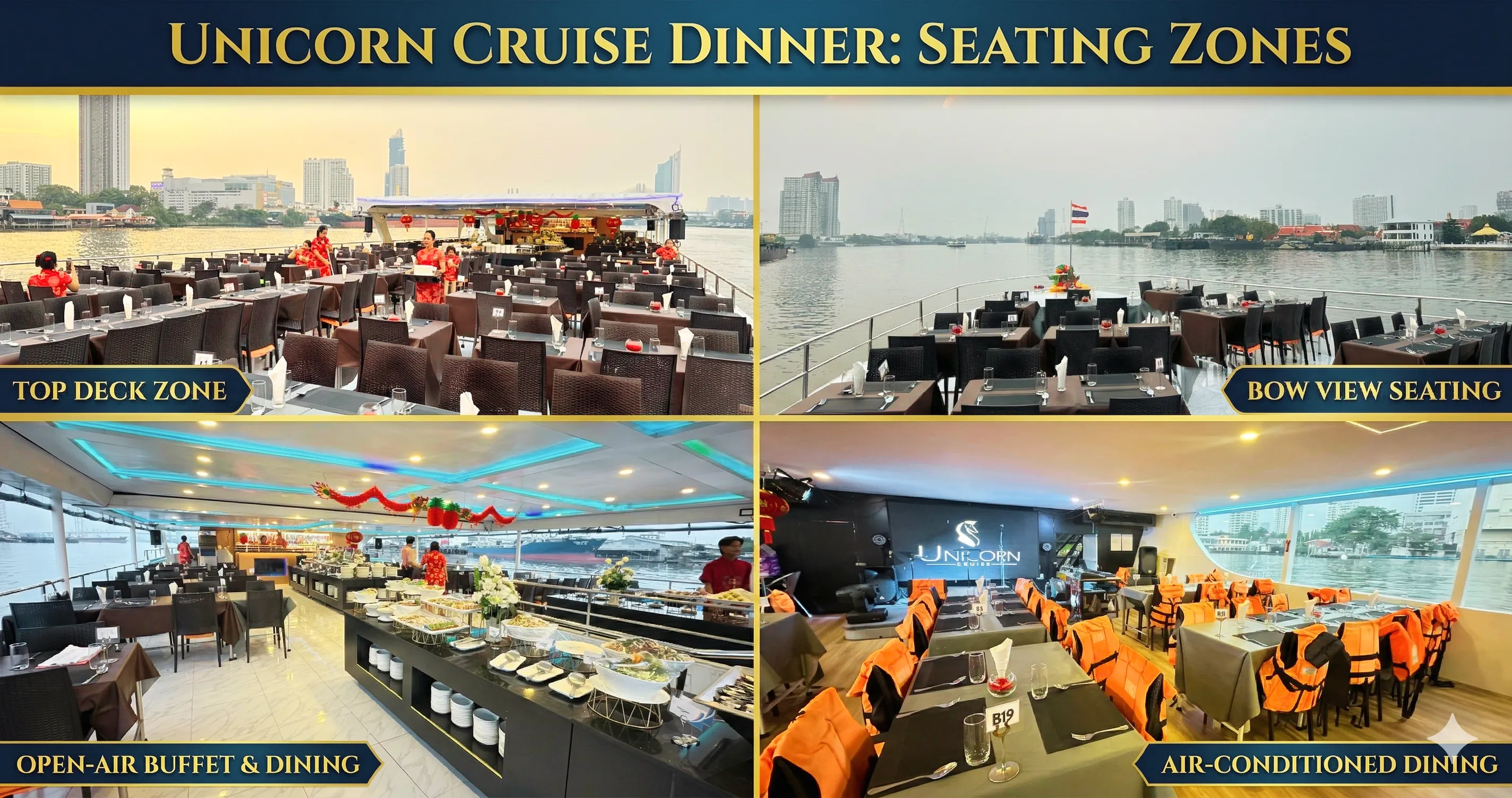 Seating zone on Chao Phraya River Dinner Cruise with Unicorn Cruise 11.4.26